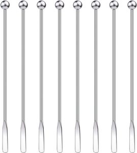 Cà Phê Bằng Thép Không Gỉ Đồ Uống Khuấy Khuấy Cocktail Uống Swizzle Stick Với Mái Chèo Hình Chữ Nhật Nhỏ - Product Image 1