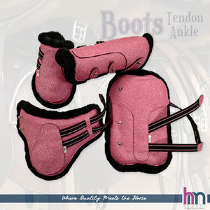 Protector de Tendones para Caballo, de Tela Brillante Rosa, con Neopreno Elástico, Color Personalizado, Ligero y Acolchado - Product Image 1