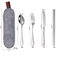 Ensemble de couverts de voyage portable en acier inoxydable de qualité alimentaire avec logo personnalisé, couteau, fourchette, cuillère, baguettes