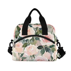 Floral <b>Insulated</b> <b>Lunch</b> Bag Portable Cooler Tote Zipper <b>Lunch</b> <b>Box</b> Bag for Office School Travel - Product Image 2