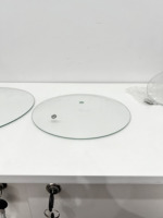 Couvercle en verre trempé de forme ronde sans rebord en acier inoxydable pour ensemble de vaisselle en mélamine Couvercle en verre de mélamine transparent avec bouton en cristal