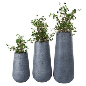 Pots de jardinière de forme ronde classique pour décoration de jardin, jardinière et Pot de fleurs de couleur ciment - Product Image 1