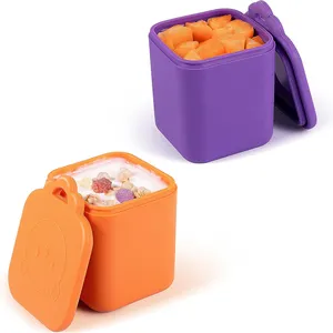 Non-stick Silicone Lunch Box For Kids Sauce container With Lid Small Lunch  Box Accessories Dip Container Food storage container
