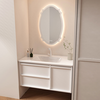 Ensemble de meubles de salle de bain modernes, luxueux et élégants, minimalistes, avec lavabo intégré en dalle de roche intelligente
