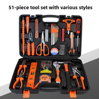 Mengna Ensemble d'outils polyvalents pour voiture et maison, grand assortiment, en acier au carbone, kit d'outils portables pour l'automobile avec boîte à outils TZ-44