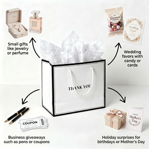 FB11 Sacs cadeaux de remerciement avec poignées Sacs en papier Sac de <span class=keywords><strong>bienvenue</strong></span> de mariage pour commerce de détail - Product Image 3