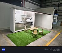 Cuisine extérieure modulaire en acier inoxydable, station de cuisson complète avec barbecue 4 brûleurs, évier, réfrigérateur et auvent