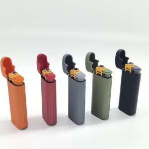 Briquet torche électronique coupe-vent en acier inoxydable, à gaz butane, pour cigarettes, avec pare-vent mince en plastique - Product Image 4