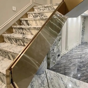 <span class=keywords><strong>บันได</strong></span>หินอ่อน Arabescato Corchia หรูหราทันสมัย แบบสั่งทำพิเศษ <span class=keywords><strong>บันได</strong></span>ตรงสีขาวสำหรับอพาร์ทเมนต์พื้นที่ขนาดเล็ก - Product Image 6