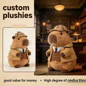 Peluche Capybara Détective Personnalisée, Manteau en Tweed Esthétique Britannique Vintage, Peluche Ultra Douce, Cadeau d'Anniversaire pour Amateurs de Mystère, Sur Commande - Product Image 1
