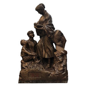 Statue de célébrité en bronze, sculpture de portrait humain, mère et enfant adultes, Bing Xin, petite pièce, ornement décoratif d'extérieur - Product Image 5