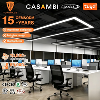 Pendentifs LED modulaires rectangulaires prêts à l'emploi, combinant plusieurs unités pour des installations accrocheuses dans les hôtels, les écoles et les salles d'exposition