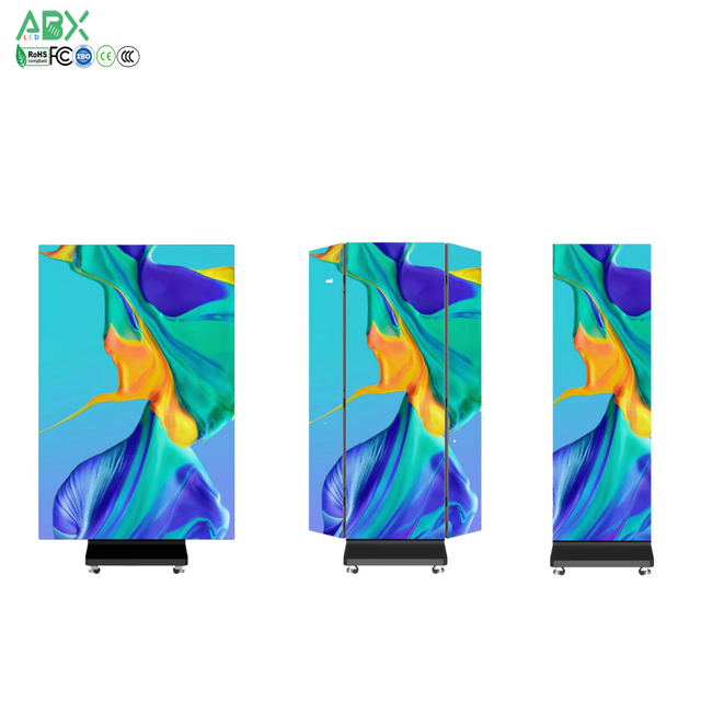 Foldable Led Screen Display P2.5 P2 P1.53 P1.25 GOB Folding Indoor Double Sided Three Led Tri Fold Poster