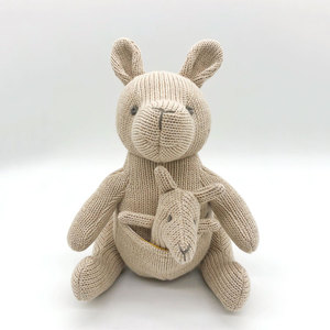 Hữu cơ mềm màu nâu gối màu xanh lớn dệt kim nhảy đấm bốc bé <span class=keywords><strong>Kangaroo</strong></span> chuột sang trọng Thú nhồi bông đồ chơi - Product Image 2