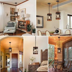 Luminaire suspendu rustique <span class=keywords><strong>en</strong></span> forme <span class=keywords><strong>de</strong></span> <span class=keywords><strong>cerf</strong></span> SIMIG, 1 lumière, style ferme, <span class=keywords><strong>bois</strong></span> et métal, luminaire suspendu réglable pour cuisine et salle à manger - Product Image 6