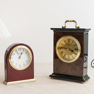 Dropshipping Shopify Vintage Wooden Table <b>Clock</b> Silent Sweep Quartz <b>Retro</b> Desk Decor For Living Room - Product Image 5