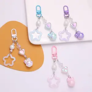 Wholesale Y2k Star Keychain Bell Pendant Cute Charm Key Ring Handbag Lanyard Accessory Car Hanging Trinket Key Holder