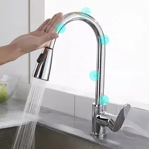 Rubinetto estraibile di nuovo design rubinetto da cucina in rame con tocco di acqua calda e fredda con miscelatore a scomparsa