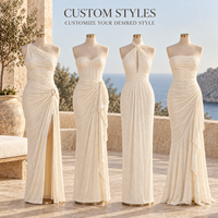 Robe Midi Femme Marque Privée Jacquard Froncée Drapée Asymétrique à Épaule Unique avec Anneau Décoratif Fente Haute Moulante pour Occasions Spéciales