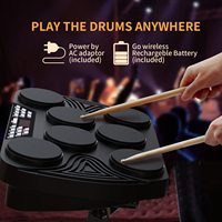 Batería Electrónica de Sobremesa Portátil con Diseño Enrollable de Doble Capa, Kit de Batería Eléctrica con 7 Pads de Batería con Sensibilidad a la Velocidad y Luces