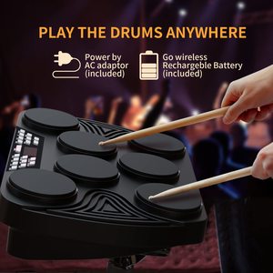 <span class=keywords><strong>Batterie</strong></span> électronique de table portable, conception enroulable <span class=keywords><strong>double</strong></span> couche, kit de <span class=keywords><strong>batterie</strong></span> électrique avec 7 pads de <span class=keywords><strong>batterie</strong></span> à sensibilité de 7 niveaux et éclairage - Product Image 3
