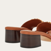 Logo personnalisé nouvelle mode haut de gamme en cuir de qualité supérieure avec boucle en métal décoration design dames mi talon femme mules chaussures