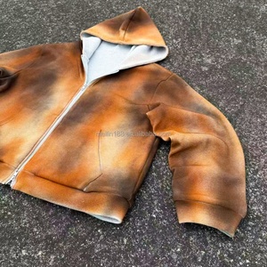 Sweat à capuche zippé réversible en maille gaufrée, personnalisé, épais, coupe ample et oversize, effet délavé soleil, double couche - Product Image 3