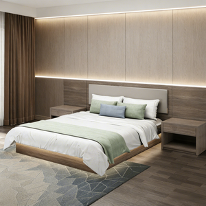 Fabrikant directe levering van moderne luxe hotel slaapkamer meubels set massief hout 5 sterren hotel standaard bedframe paneel - Product Image 4