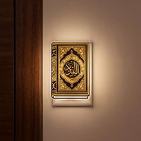Lampe de nuit 3D en forme de Coran, lampe murale islamique, détecteur de mouvement sans fil, batterie rechargeable, décoration de maison musulmane, cadeau