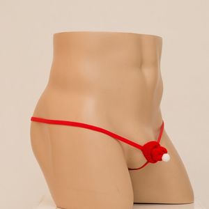 Sous-vêtements de Noël pour hommes, string rouge et blanc, motif Père Noël, taille basse, polyester, élasthanne, nylon, costume sexy et tentant - Product Image 3