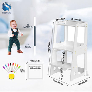 Torre de cocina para niños pequeños, taburete escalonado, torre de pie de aprendizaje con pizarra blanca 2 en 1, mesa y <span class=keywords><strong>silla</strong></span> convertibles - Product Image 1