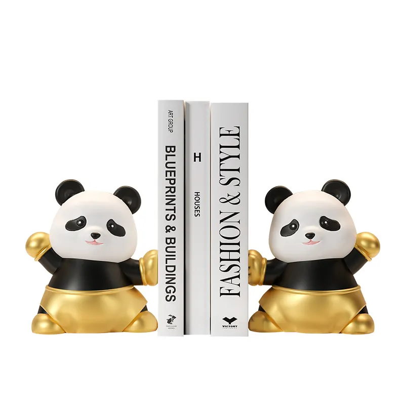 Estante Panda fofa personalizada para livros, escultura criativa, mesa de decoração para sala de estar, artesanato em resina