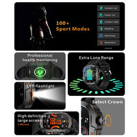 Reloj inteligente resistente al agua 2025, reloj inteligente resistente al agua, rastreador de actividad física, IOS, Android, deporte, BT, llamada, reloj inteligente con linterna