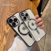 Coque de téléphone transparente à placage magnétique en gros pour Apple iPhone 14 13 11 12 Pro 7 8 Plus XR XS Max Mobile Cover