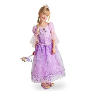 Q34 Gaun Pesta Anak-anak, Baju Cosplay Pesta Halloween Lengan Panjang Putri Sofia