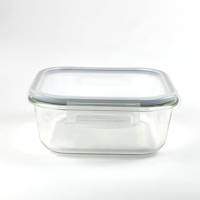 Contenants de préparation de repas rectangulaires en verre transparent/gris de 0,8 L, 1,1 L et 1,8 L, hermétiques, durables, multifonctionnels, avec couvercles à fermeture à clipser