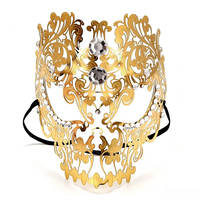 Masque facial complet en métal incrusté de diamants pour homme, masque en fer forgé incrusté de diamants, masque de princesse pour adulte pour bal masqué