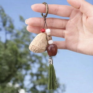Wholesale Handcrafted Plant Fruit Shell Key Ring Pendant <b>Wind</b> <b>Chime</b> Retro Copper Loop Bodhi Bead Hanging Decor - Product Image 4