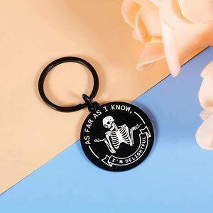 Porte-clés crâne décor drôle squelette pour autant que je sache, je suis délicieux porte-clés collègue sarcastique cadeau crâne pendentif porte-clés - Product Image 4
