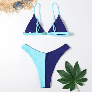 Regalos Navideños, <span class=keywords><strong>Bikini</strong></span> Extremo de Dos Piezas, <span class=keywords><strong>Bikini</strong></span> Sexy para Chicas, <span class=keywords><strong>Bikini</strong></span> de Retazos, Trajes de Baño, <span class=keywords><strong>Bikini</strong></span> Triangular con Tanga - Product Image 2