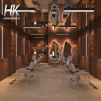 Vitrine de Salon de Beauté Personnalisée Écologique Durable de Haute Qualité avec Niches à Produits Éclairées par LED et Étagères pour Bouteilles pour Salons de Coiffure