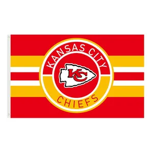 Bandeira dos Kansas City Chiefs NFL kc chiefs 3x5 pés 100% poliéster usada em bandeiras personalizadas dos Kansas City Chiefs Super Bowl