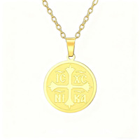 Collier avec croix orthodoxe orientale, pendentif médaille croix IC XC NIKA