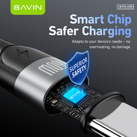 BAVIN Vente en gros OEM ODM CB378 PD 60W 2 en 1 2IN1 Type a Usb c Câble de données Usb pour téléphones Android