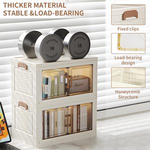 Armario de Almacenamiento Plegable para el Hogar, Organizadores de Armarios Plegables, Cajas y Contenedores de Almacenamiento de Plástico Multifuncionales Apilables con Ruedas - Product Image 3