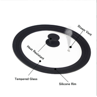 Couvercle en verre de silicone pour ustensiles de cuisine, poêle, casserole, 16 cm, 18 cm, 20 cm, 22 cm, 24 cm, 26 cm, 28 cm, 30 cm, 32 cm, 34 cm, 36 cm, 38 cm, 40 cm
