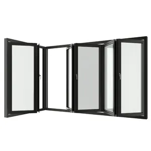 Thermische Onderbreking Aluminium Bifold Vouwen Glas Ramen, Aluminium Vouwen Venster Met Dubbele Geglazuurd