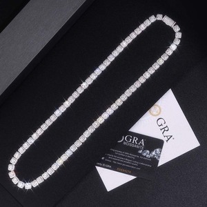 Micro Moissanite collana a catena da Tennis a grappolo S925 argento 18K placcato <span class=keywords><strong>oro</strong></span> bianco D colore VVS taglio brillante passa Tester di diamanti - Product Image 2