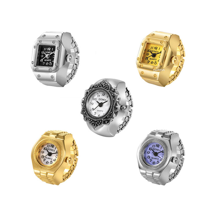 Productos de tendencia 2024 recién llegados joyería personalizable para mujer dígitos dorados impermeables Mini reloj de dedo pequeño conjunto de anillo para hombres