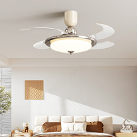 Ventilateur de plafond intelligent de luxe pour salon de 42 pouces avec télécommande 220V, profil bas et éclairage, nouveau modèle 2026, vente chaude, moteur BLDC